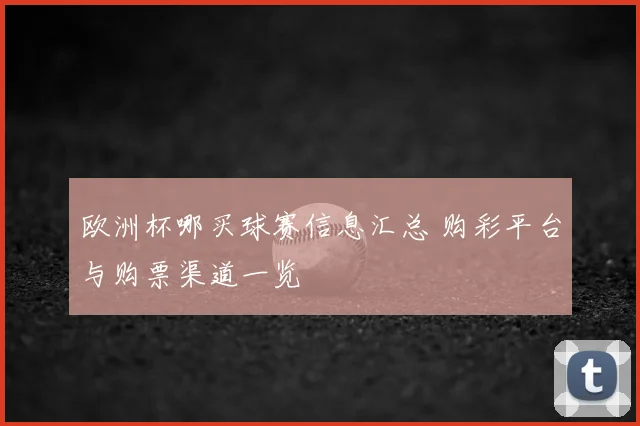 欧洲杯哪买球赛信息汇总 购彩平台与购票渠道一览